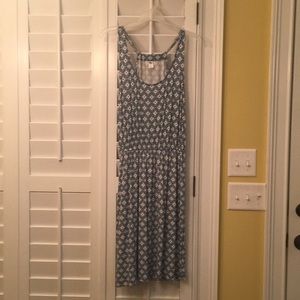 Old Navy Blue/White Sleeveless Knit Dress // sz L